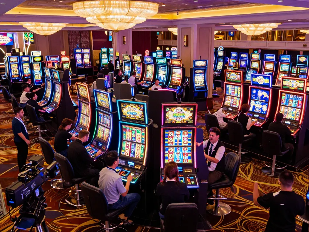Players enjoying the excitement of slot machines while engaging with sunwinapk's casino experience.