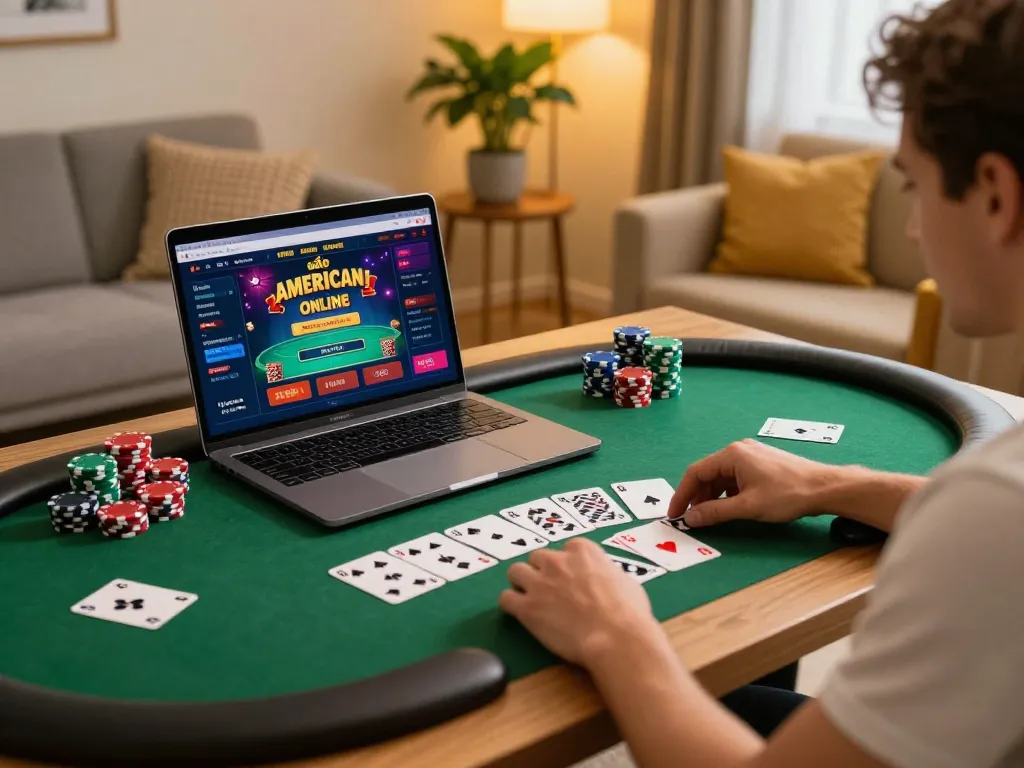 Engaging in a thrilling session at a casinò americani online, showcasing a modern gaming setup.