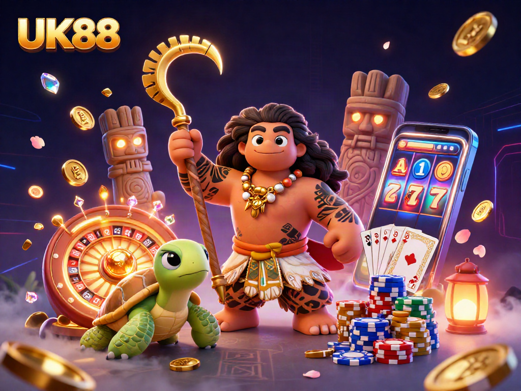 Experience UK88's thrilling casino action with vibrant characters and dynamic gaming elements.
