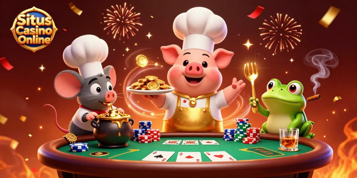 Engage in a thrilling Situs Casino Online experience with vibrant characters and dazzling casino elements.