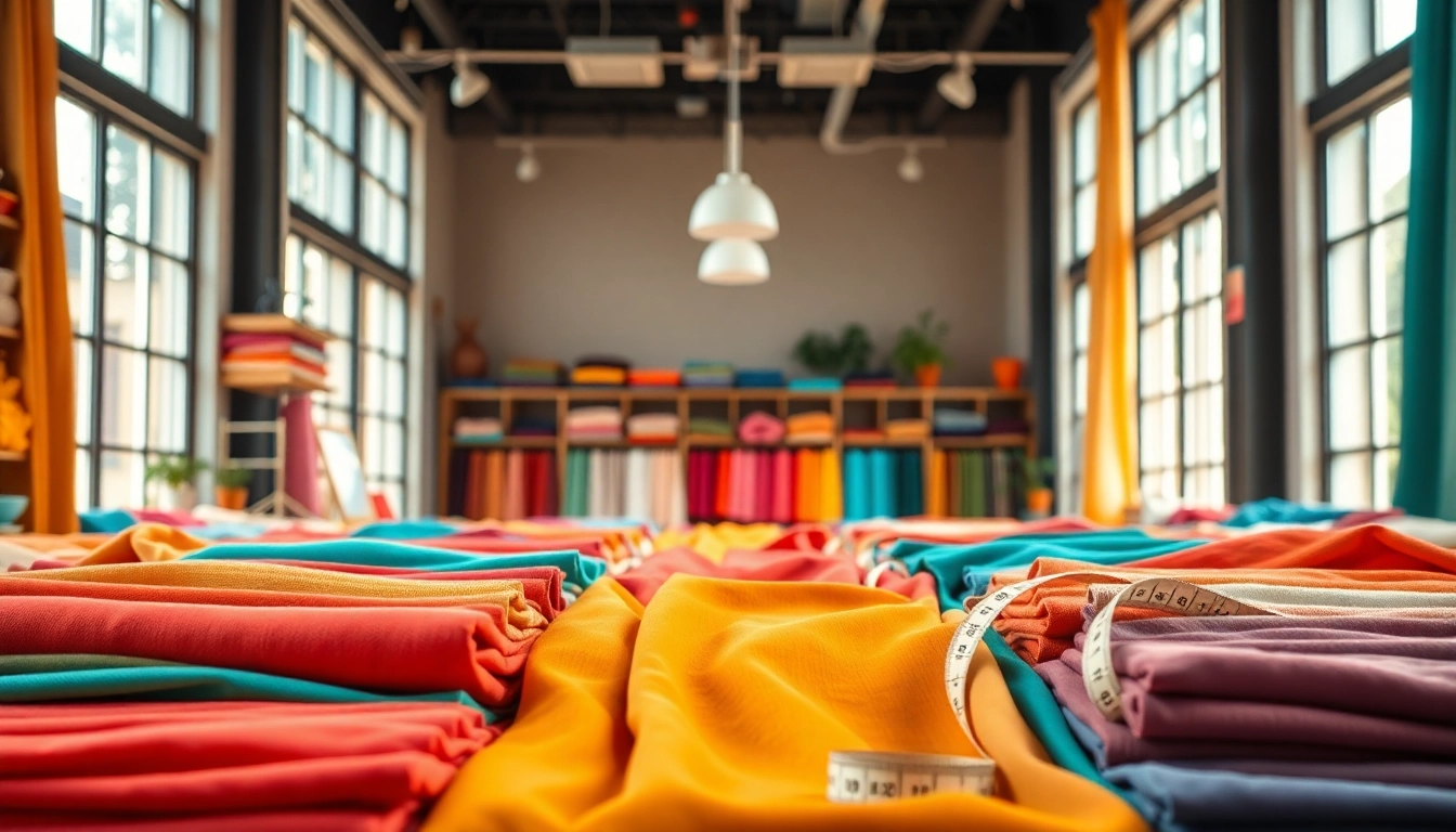 Bestel stoffen online met diverse opties in een moderne stoffenwinkel.