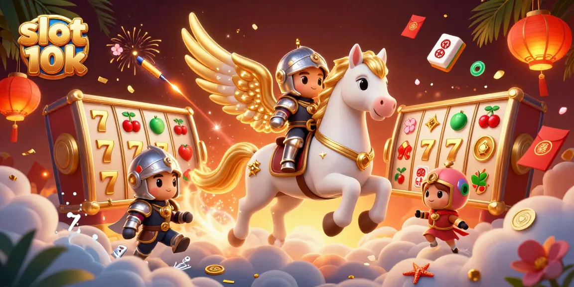 Experience thrilling wins with slot 10k as characters celebrate amidst dynamic casino elements and vibrant colors.