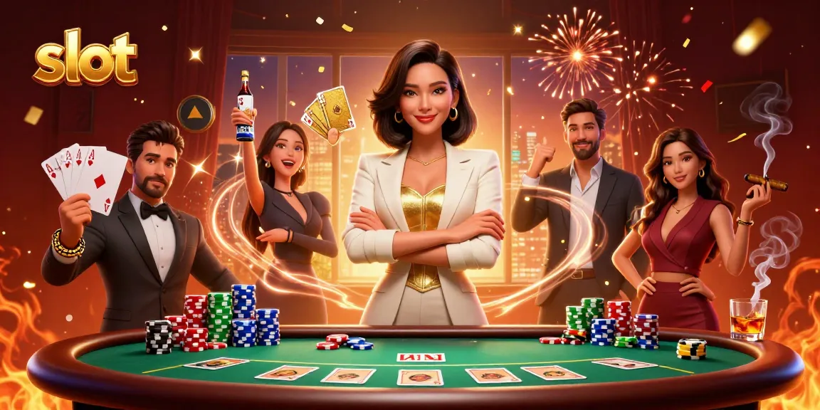 Engaging scene of a slot game featuring vibrant colors and high-stakes poker action.