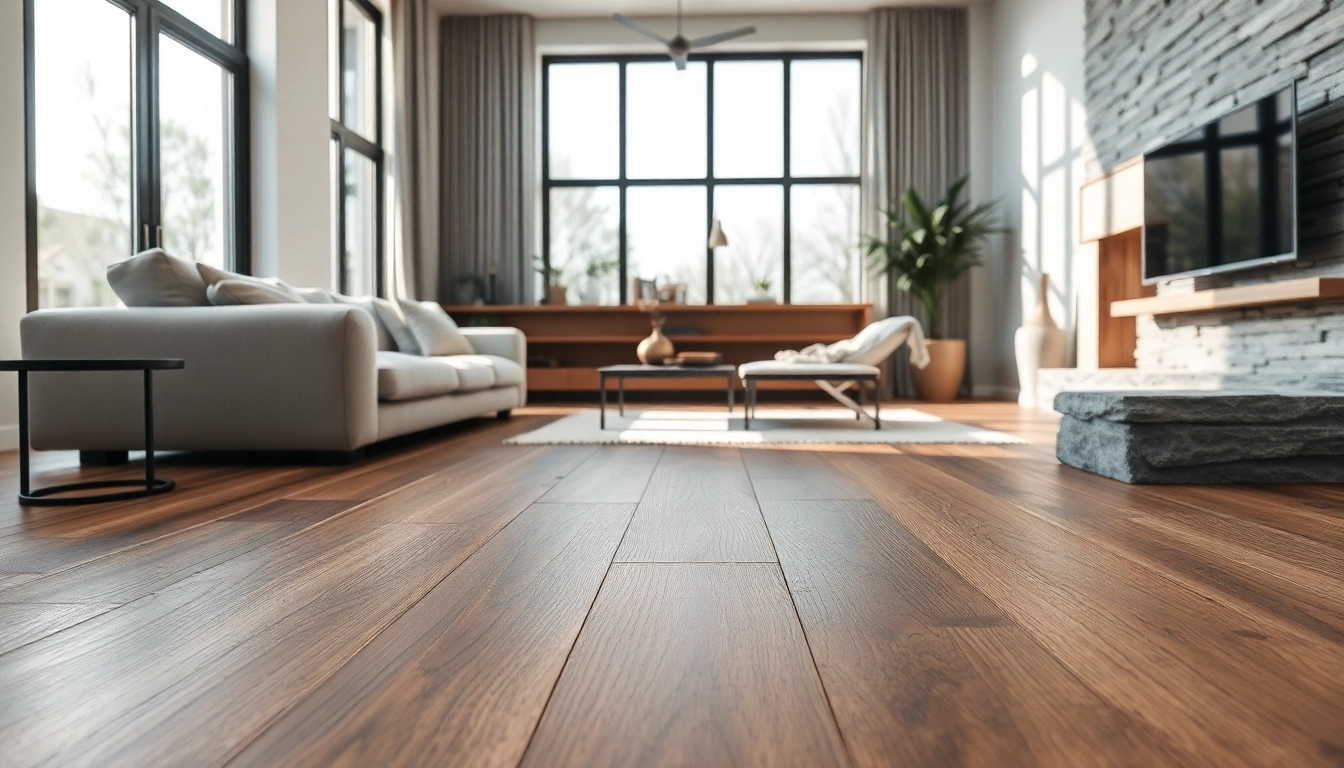 Lvp flooring in a beautifully designed modern living room, showcasing sleek textures and natural light.
