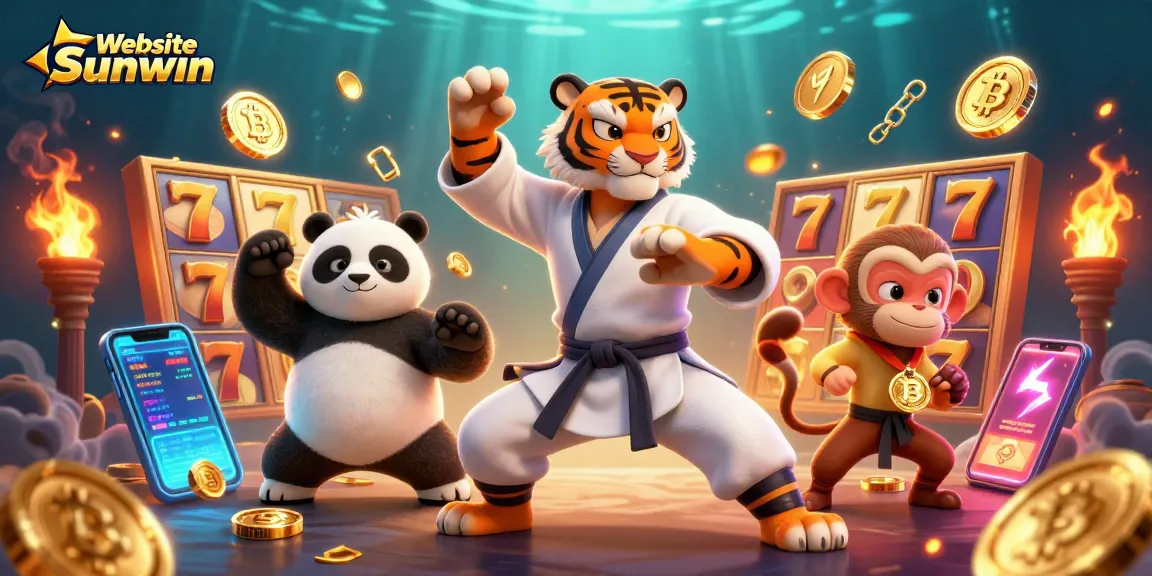 Engage with Website Sunwin through rich slots gaming in a vibrant casino scene illustration.