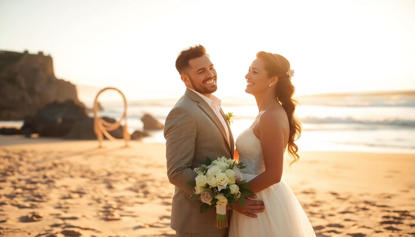 Carmel wedding photography captures a joyful couple on the beach, showcasing love and celebration.