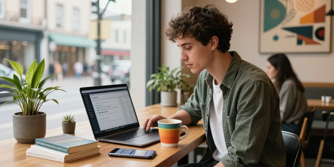 Youth exploring NSFW content moderation in a bustling café environment