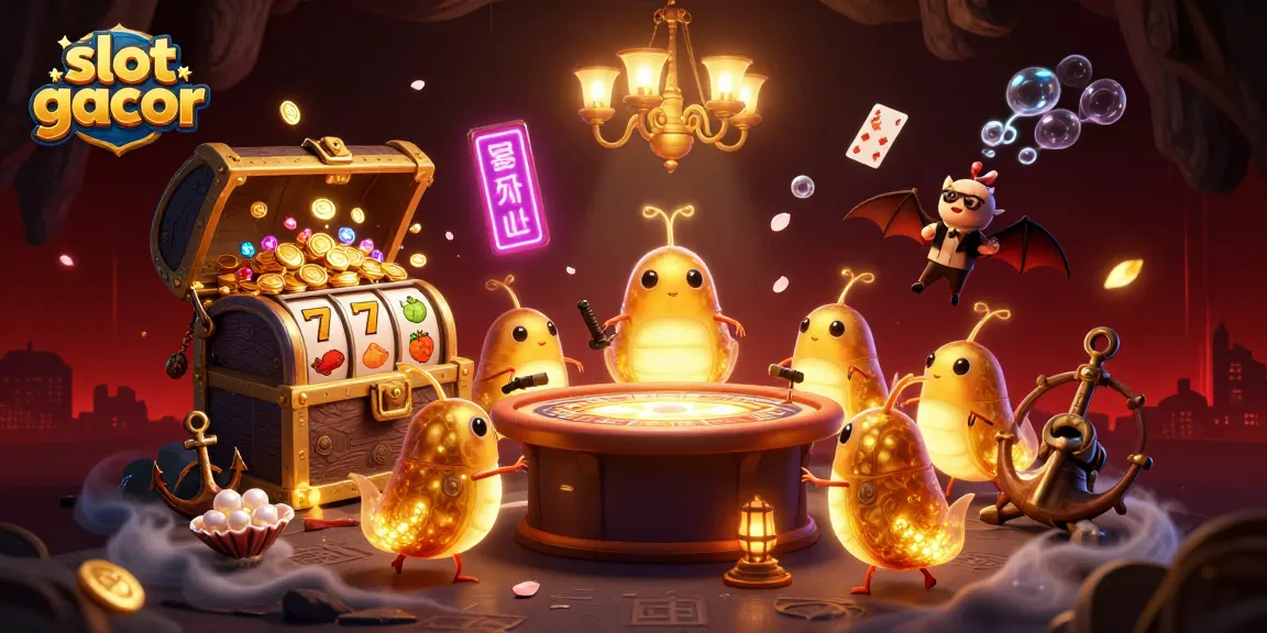 Experience the thrill of slot gacor in this vibrant 3D illustration featuring a radiant glowworm casino scene.