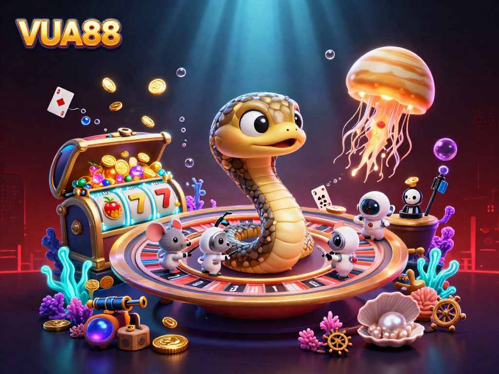 Place bets at the vibrant VUA88 casino with an exciting 3D cosmic scene.