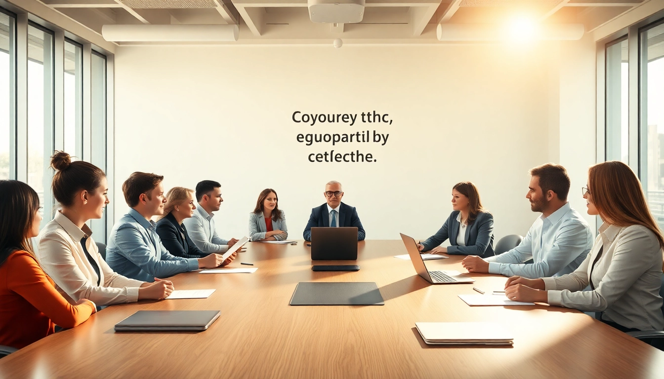 Engaging discussion on Corporate Ethics with diverse leaders in a modern office.