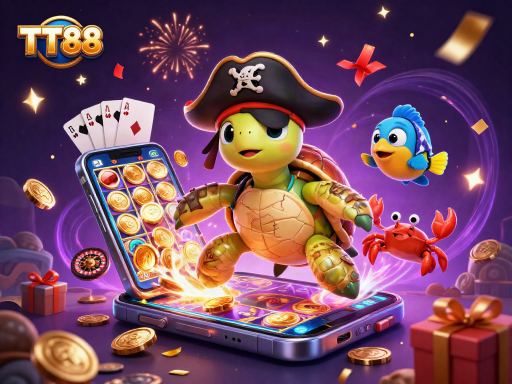 Engage in thrilling casino adventures with TT88 featuring cartoon characters and vibrant game elements.
