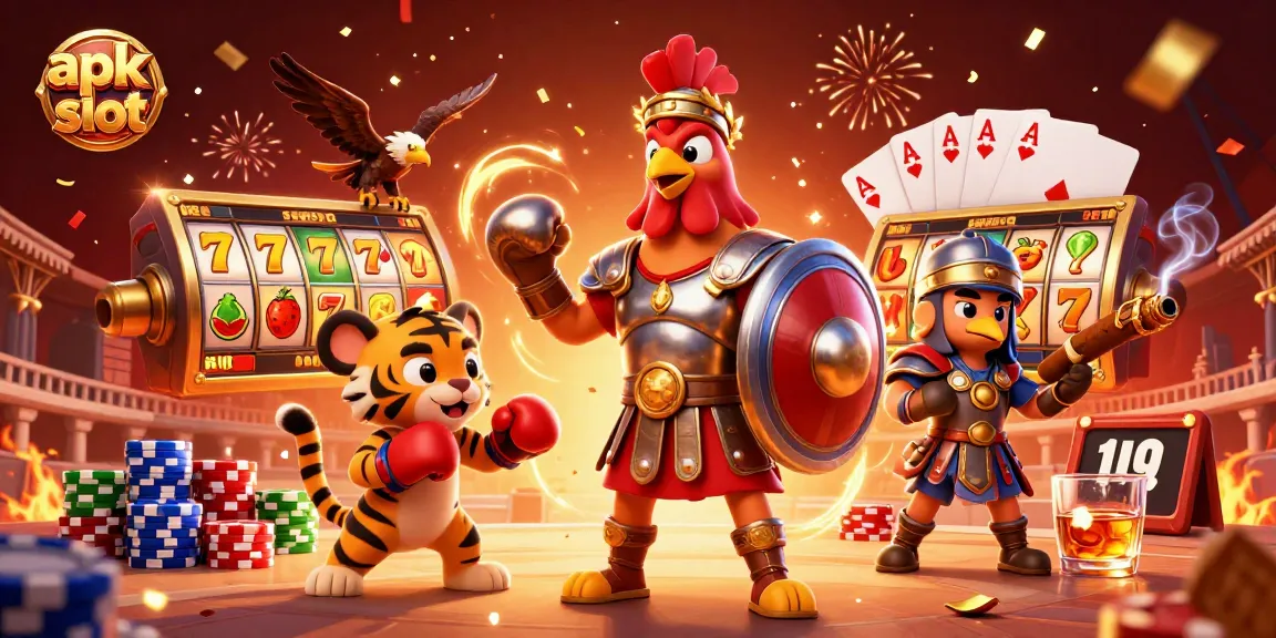 Menangkan apk slot dengan simbol keberuntungan dan suasana kasino yang meriah.
