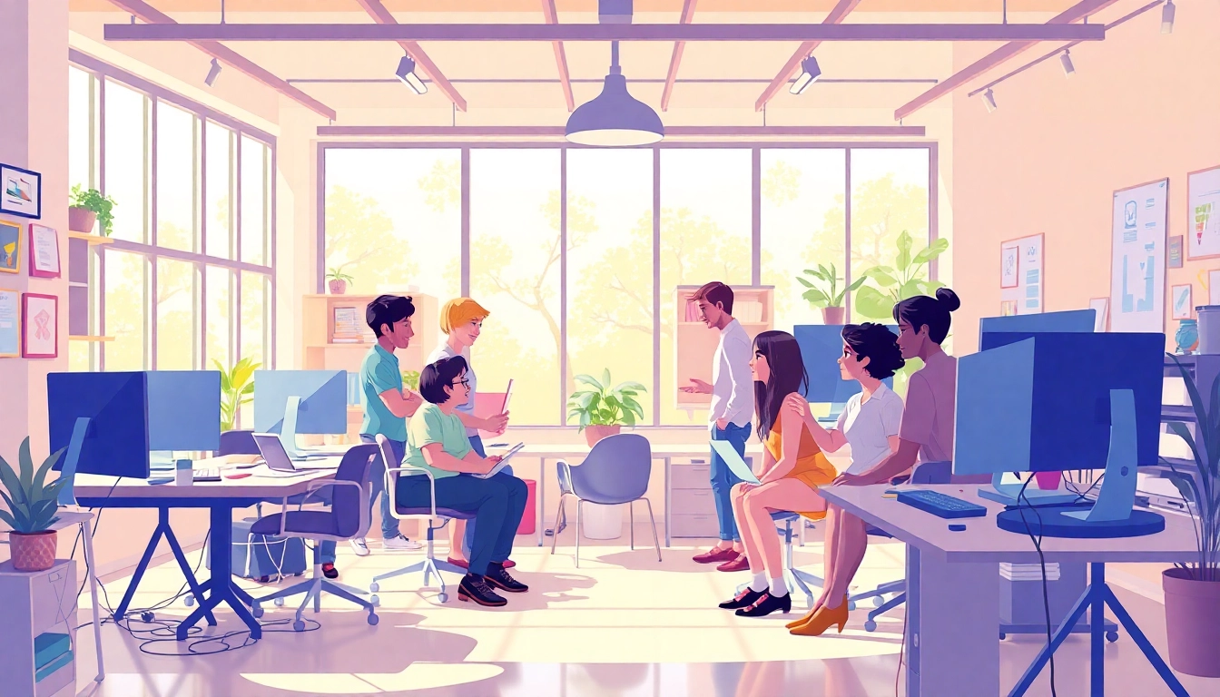 Animation Erstellen in einem kreativen Studio mit einem talentierten Team, das an Projekten arbeitet.