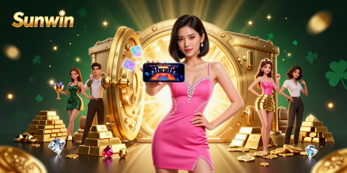Experience the thrill of live dealer games with Sunwin in a vibrant casino scene filled with treasures.