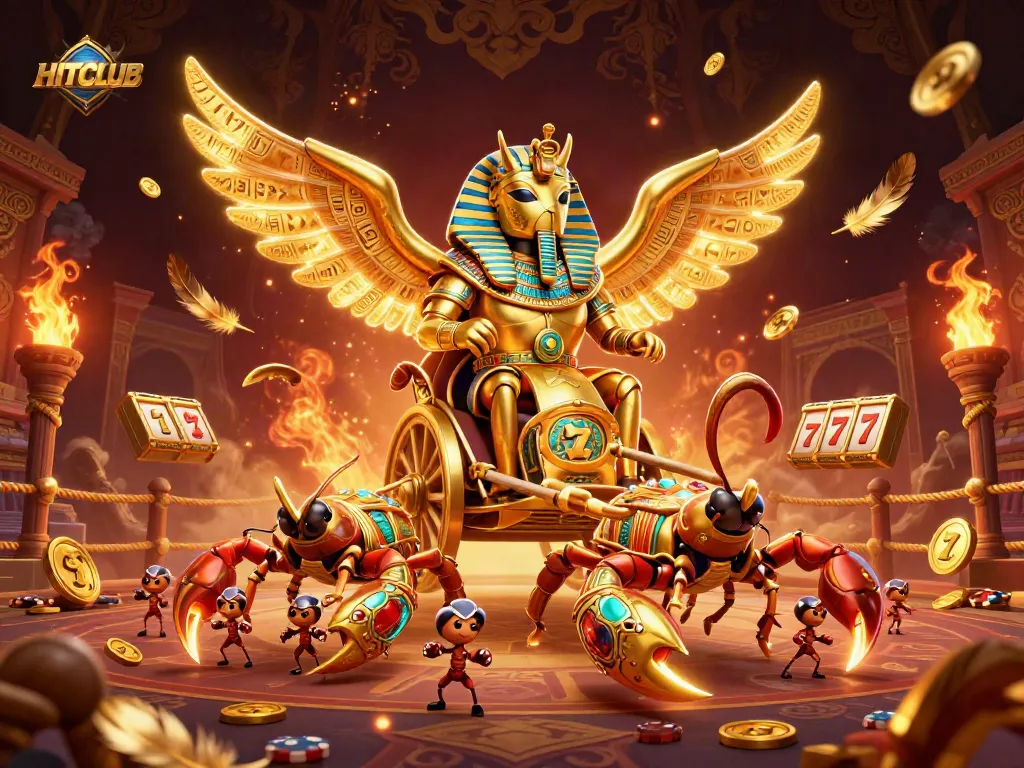 Engage in thrilling gameplay at HITCLUB, showcasing vibrant slot reels and animated characters