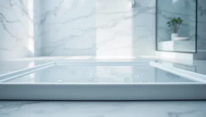 Showcase of a sleek shower base in a modern bathroom highlighting elegant design and style.