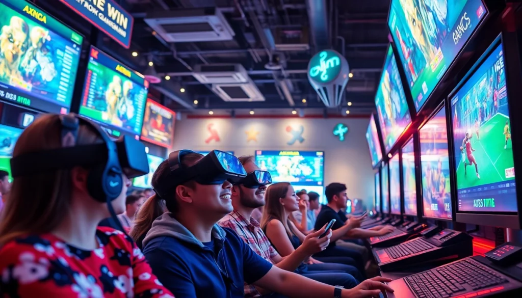 Niềm phấn khích của người chơi trong một trung tâm trò chơi trực tuyến sôi động đang ăn mừng chiến thắng AX88.