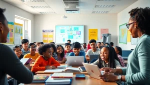 Education empowers students in a vibrant, collaborative classroom setting.