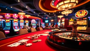 Experience thrilling gameplay at RR88 with vibrant casino tables and engaging slot machines.