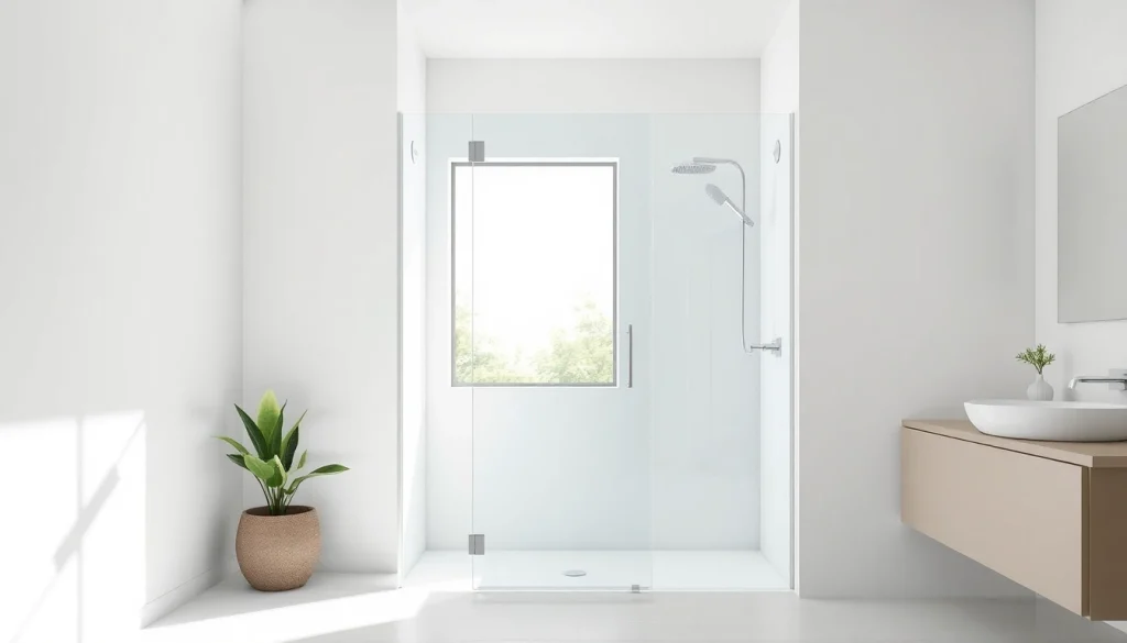 Showcase shower screen door highlighting sleek design and clear glass in a modern bathroom.