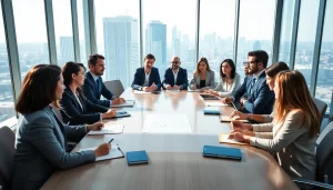 Engaged professionals collaborating on competitive intelligence strategies during a business meeting.