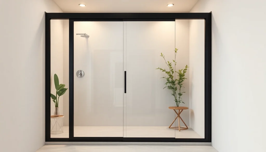 Elegant black shower door black frame enhancing a modern bathroom's aesthetic.