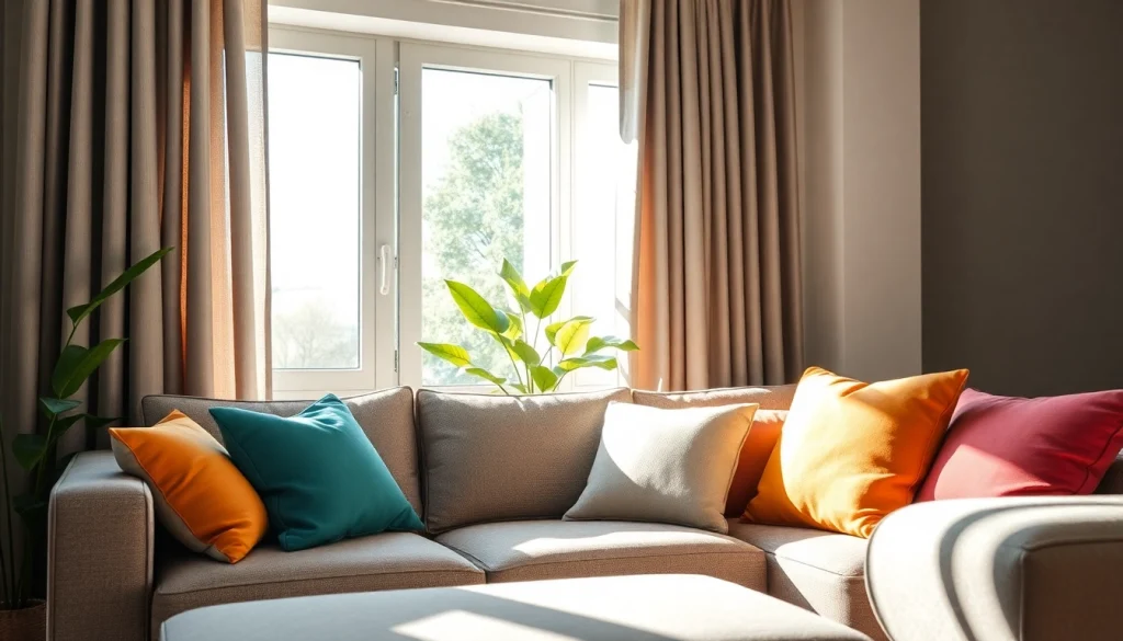 Verduisterende gordijnen in een moderne woonkamer blokkeren het zonlicht voor optimale privacy.