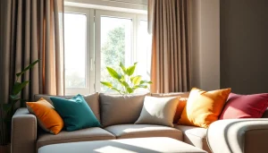 Verduisterende gordijnen in een moderne woonkamer blokkeren het zonlicht voor optimale privacy.