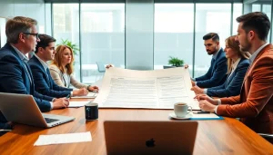 Enhance Contract Management strategies with professionals collaborating over detailed documents.