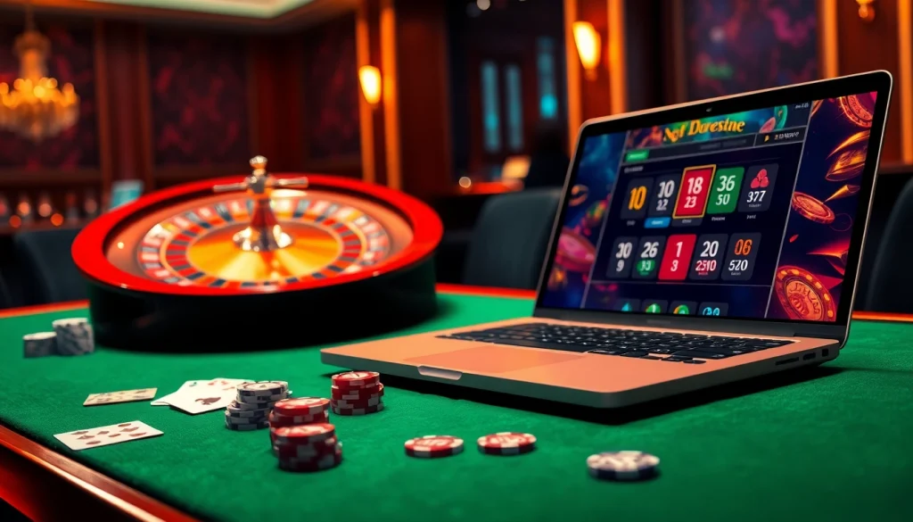 Participez à un jeu luxueux au casino en ligne France avec des jetons de poker dynamiques et une roulette.