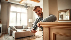 Craftsman enhancing a home with precise trim work installation showcasing expert craftsmanship.