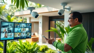 Instalación de una empresa de seguridad por un técnico en Guanacaste, mostrando tecnología avanzada de vigilancia