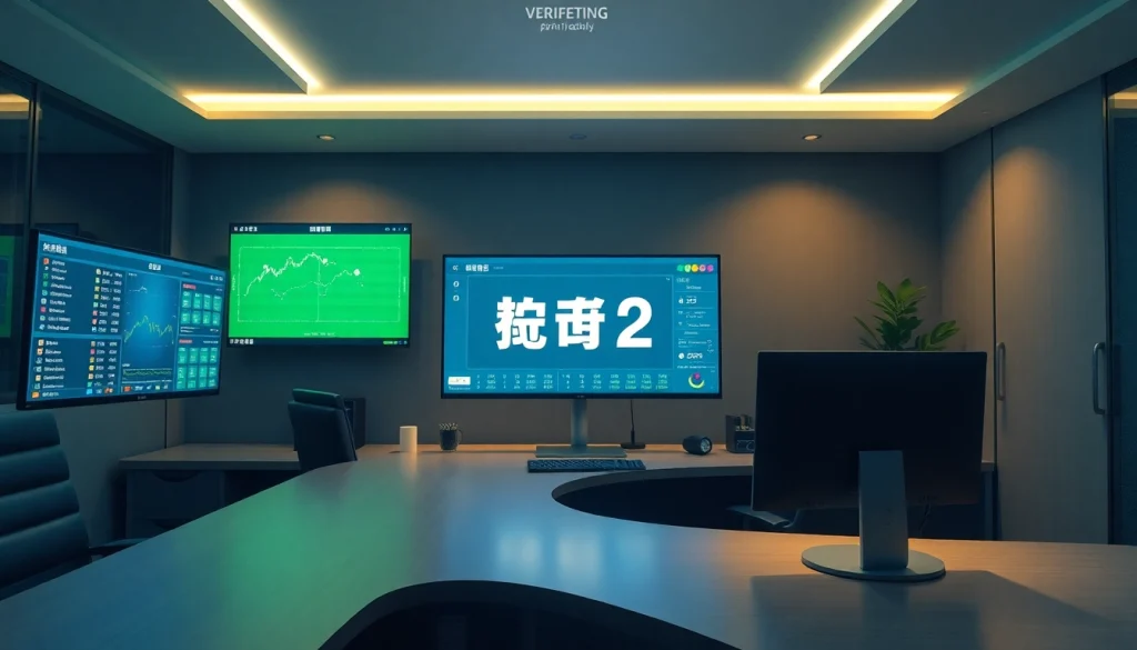 Professional office setting for 슈어맨2, showcasing sports betting verification.