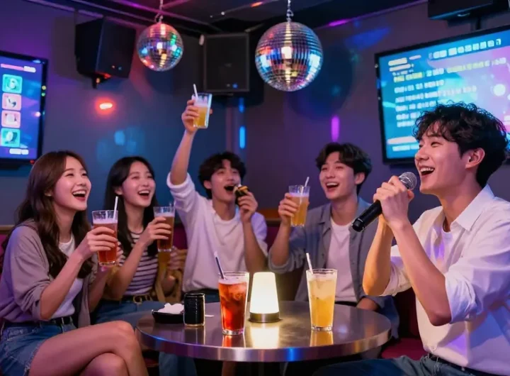 제주유흥에서 활기찬 노래방 술자리, 친구들과 함께하는 즐거운 순간