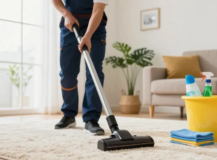 Cleaner showcasing expert home cleaning techniques; read more here for effective tips