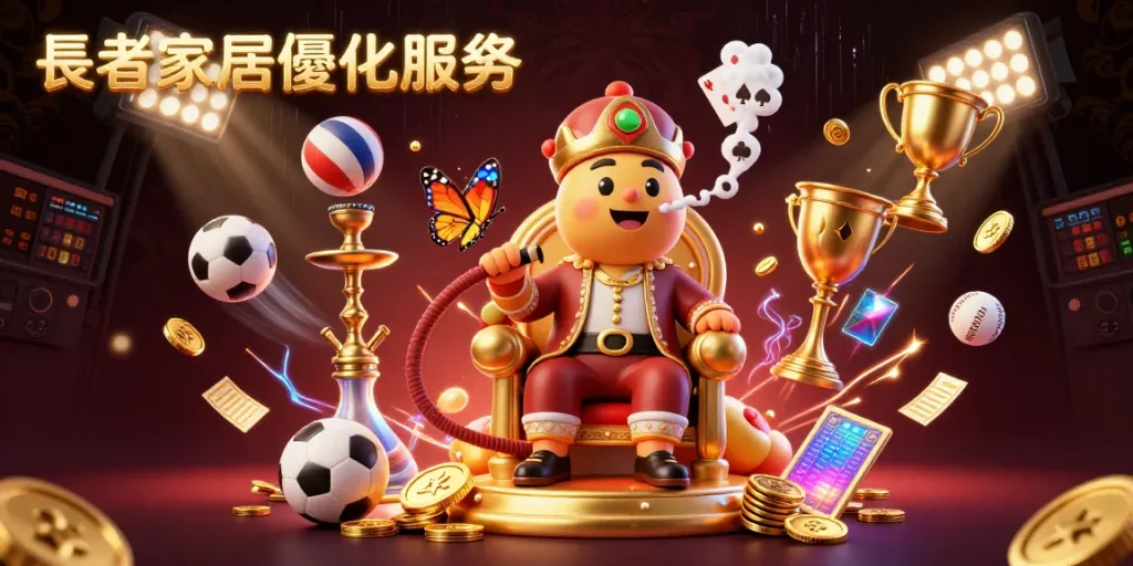 Experience winning strategies with 長者家居優化服務 in a vibrant gambling-themed illustration.