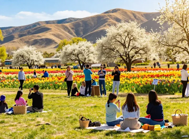 Visitors enjoying the vibrant floral beauty at https://www.thecapayvalleygardentour.com during the Capay Valley Garden Tour.